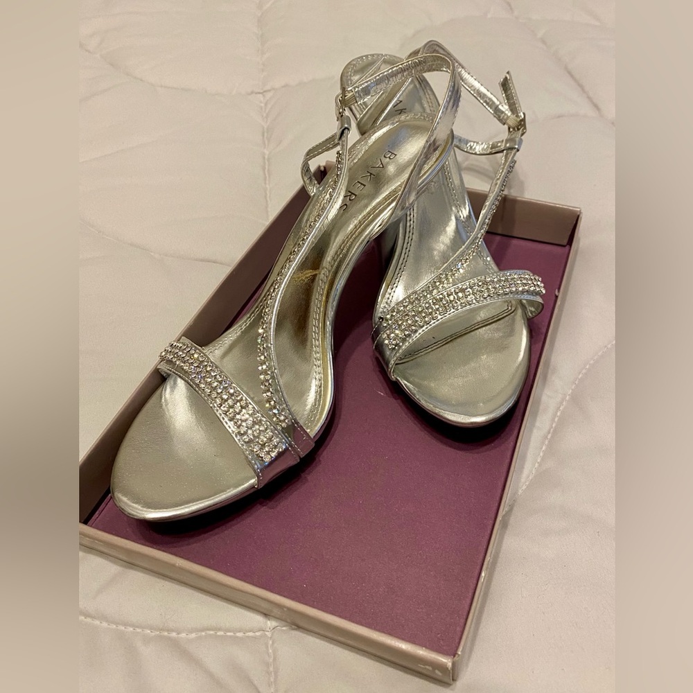 Bakers brand, silver rhinestone high heels. Size 8.5